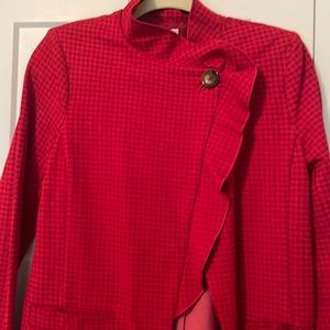 Red Hounds Tooth Dress Coat